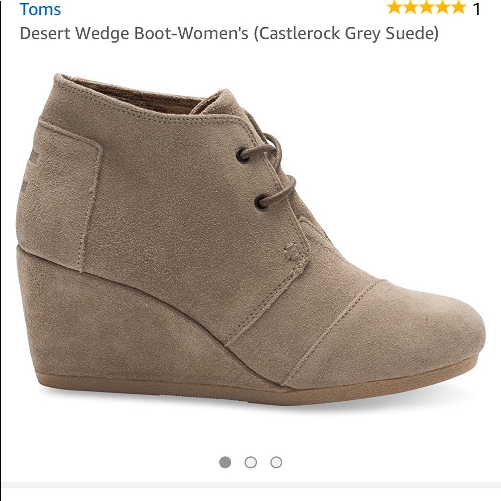 Toms Heel Beige Suede Leather Shoes Women's